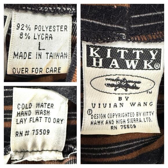 Kitty Hawk Vivian Wang Top Women's L Vintage Fall Striped Velvet Mock Neck 90s - Picture 5 of 7